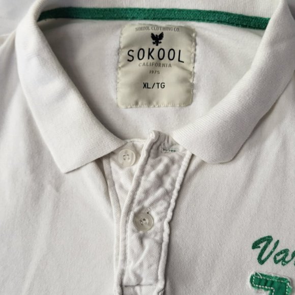 SOKOOL CLOTHING CALIFORNIA POLO COLLAR MEN'S CASUAL WEAR SHIRT XL WHITE GREEN - Picture 5 of 13